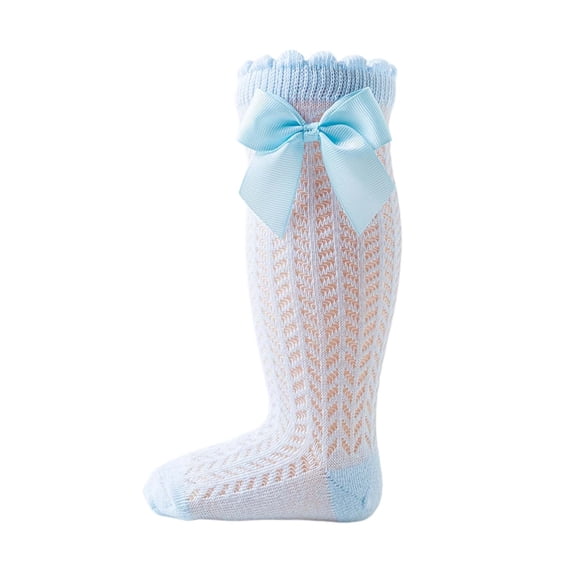 Gyujnb Bow Baby Knee High Socks Hollow Knit Breathable for Girls Boys Summer Toddler Wear