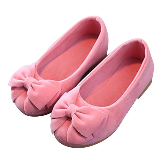 Gyujnb Bowknot Mary Jane Dress Shoes Pull on Flat Casual Shoes (Girls),1.5