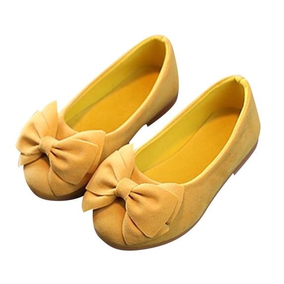 Gyujnb Bowknot Mary Jane Dress Shoes Pull on Flat Casual Shoes (Girls),7