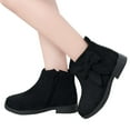 thumbnail image 1 of Gyujnb Bowknot Short Ankle Boots Side Zipper Flat Casual Shoes (Little Girls, Big Girls),2, 1 of 3
