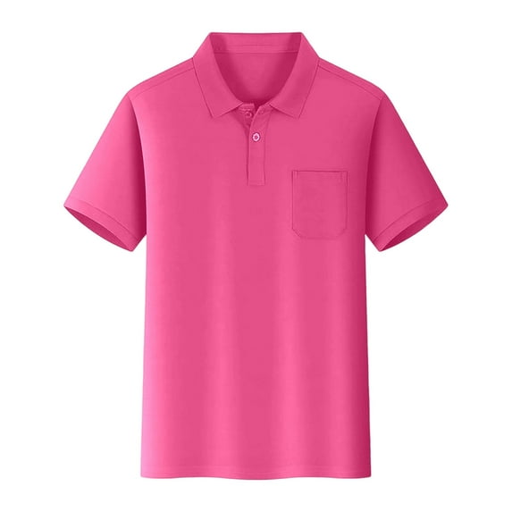 Gyujnb Boys Casual Short Sleeve Solid Color Polo Shirt with Pocket Kids Top for Daily Wear and Play,Size:7-8 Years