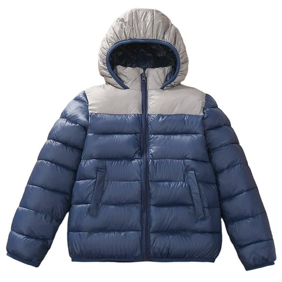 GYUJNB Boys Color Down Padded Jacket Warm Winter Hooded Coat for Children Lightweight Insulated Outerwear,Size:11-12 Years