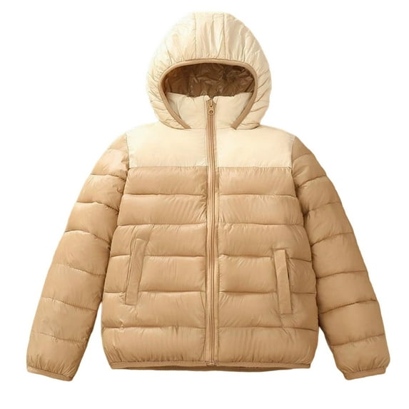 GYUJNB Boys Color Down Padded Jacket Warm Winter Hooded Coat for Children Lightweight Insulated Outerwear,Size:6-7 Years
