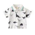 thumbnail image 1 of Gyujnb Boys Dinosaur Print Polo Shirt with Orange Trim Collar Breathable Casual Summer Top,2-3 Years, 1 of 3