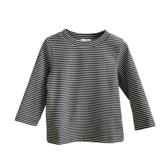 Gyujnb Boys Girls Striped Solid Long Sleeve Blouse Crew Neck Tops T Shirt,Size:4-5 Years