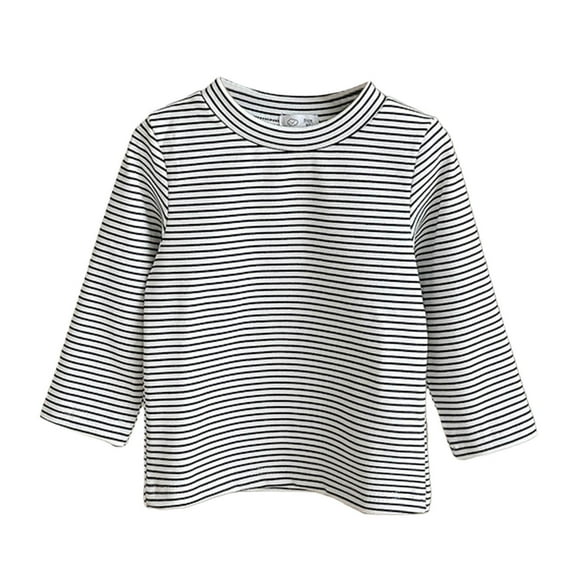 Gyujnb Boys Girls Striped Solid Long Sleeve Blouse Crew Neck Tops T Shirt,Size:6-7 Years