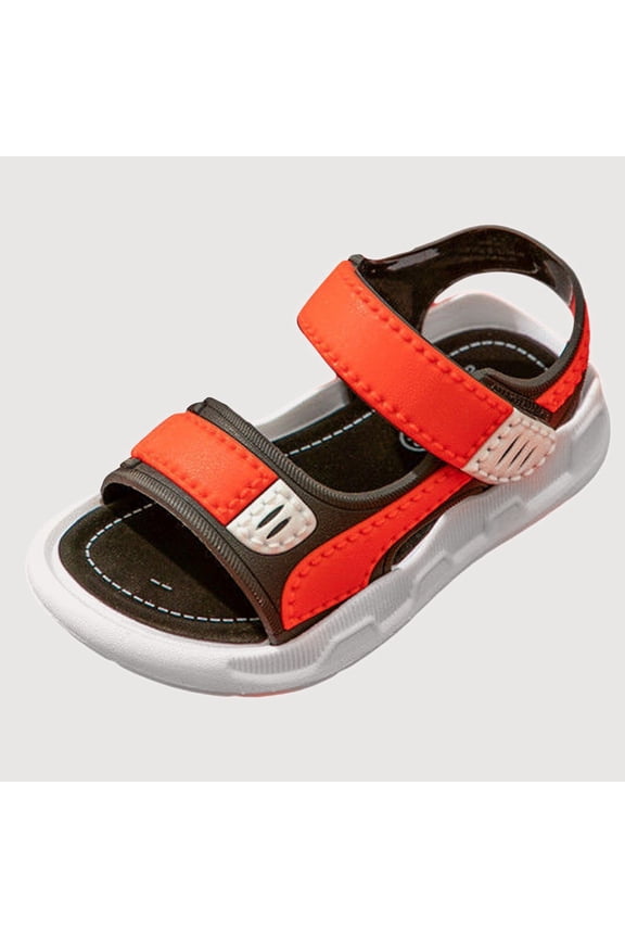 Gyujnb Boys Hook and Loop Open Toe Sandals, Soft Sole Strappy Summer Beach Shoes (Toddler, Little Boys),5.5-6 Years
