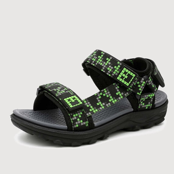 Gyujnb Boys Open Toe Sport Sandals Adjustable Strap Breathable Casual Outdoor Beach Shoes Flat Heel (Little Boys, Big Boys),8-9 Years