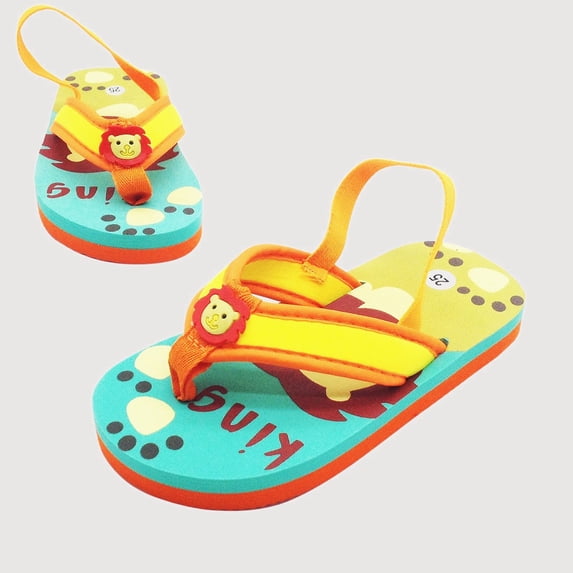 Gyujnb Boys Printed Flip Flops, Soft Breathable Summer Beach Slides (Baby, Toddler, Little Boys),5-6 Years