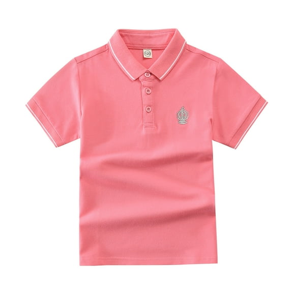 Gyujnb Boys Shirt Short Sleeve Polo Casual Top with Embroidered Print Loose Fit for Toddler to Teen,Size:3-4 Years