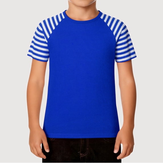 Gyujnb Carnival Striped Print Raglan Short Sleeve Top Comfortable Casual Tee for Kids (Baby,Little Boys),24