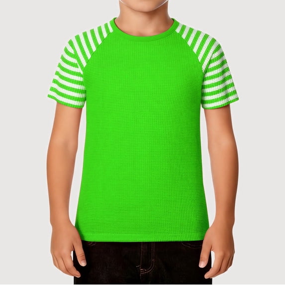 Gyujnb Carnival Striped Print Raglan Short Sleeve Top Comfortable Casual Tee for Kids (Baby,Little Boys),9