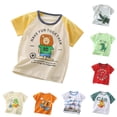 thumbnail image 1 of Gyujnb Cartoon Print Crew Neck Short Sleeve Tees Casual Summer Tops (Toddler,Little Boys),18-24 Months, 1 of 3