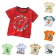 thumbnail image 1 of Gyujnb Cartoon Print Crew Neck Short Sleeve Tees Casual Summer Tops (Toddler,Little Boys),2-3 Years, 1 of 3