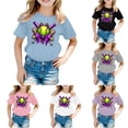thumbnail image 1 of Gyujnb Casual Baseball Graphic Print Crew Neck Short Sleeve Summer Daily Tee (Little Girls, Big Girls),4-5 Years, 1 of 4