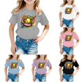 thumbnail image 1 of Gyujnb Casual Baseball Graphic Print Crew Neck Short Sleeve Summer Daily Tee (Little Girls, Big Girls),8-9 Years, 1 of 4