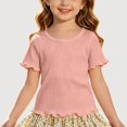 thumbnail image 1 of Gyujnb Casual Ribbed Knit Round Neck Short Sleeved Ruffle T Shirt Top (Girls),12-18 Months, 1 of 4
