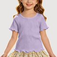 thumbnail image 1 of Gyujnb Casual Ribbed Knit Round Neck Short Sleeved Ruffle T Shirt Top (Girls),4-5 Years, 1 of 1