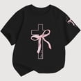 thumbnail image 1 of Gyujnb Casual Ribbon Bow Print Round Neck Short Sleeved Soft Everyday Wear T Shirt Top (Girls),13-14 Years, 1 of 3
