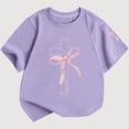 thumbnail image 1 of Gyujnb Casual Ribbon Bow Print Round Neck Short Sleeved Soft Everyday Wear T Shirt Top (Girls),3-4 Years, 1 of 2