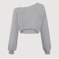thumbnail image 1 of Gyujnb Casual Solid Pattern Off The Shoulder Asymmetrical Long Sleeved Crop Sweatshirt Top (Girls),7-8 Years, 1 of 3