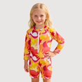 thumbnail image 1 of Gyujnb Colorful Print One-Piece Swimsuit, Long Sleeve Zip Front Swimwear for Full Coverage at Beach Pool (Baby,Little Girls),3-4 Years, 1 of 8