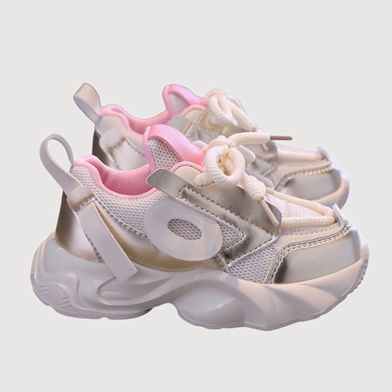Gyujnb Contrast Color Mesh Platform Sneakers with Secure Sole for Everyday Walking (Girls),4-4.5 Years