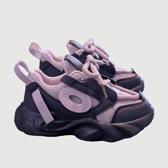 Gyujnb Contrast Color Mesh Platform Sneakers with Secure Sole for Everyday Walking (Girls),4.5-5 Years