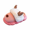 thumbnail image 1 of Gyujnb Cozy Cartoon Reindeer Indoor Slippers for Girls Warm Toddler Shoes Comfortable Winter Home Footwear,Size:2-2.5 Years, 1 of 6