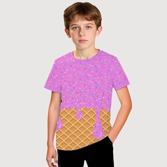 Gyujnb Dessert Themed Graphic Short Sleeve T Shirt Comfortable Casual Tee for Daily Wear Youth Apparel (Unisex),12-13 Years