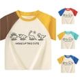 thumbnail image 1 of Gyujnb Dinosaur Cartoon Print Crew Neck Raglan Short Sleeve Tees Casual Summer Tops (Baby, Big Boys),6-7 Years, 1 of 9