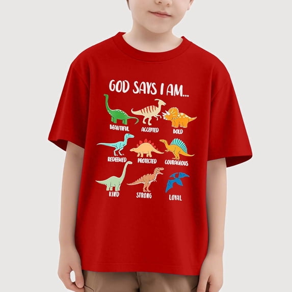 Gyujnb Dinosaur Graphic Short Sleeve Crew Neck T Shirt Comfortable Casual Tee for Everyday Summer Activities (Baby,Little Boys),6-7 Years