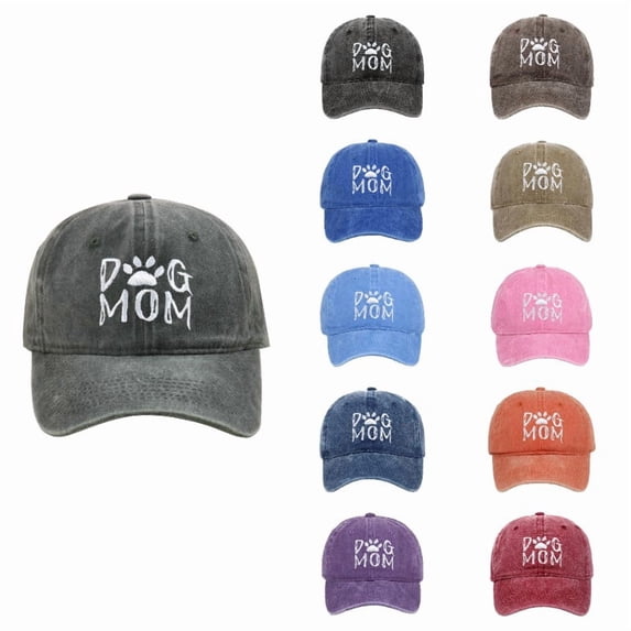 Gyujnb Dog Mom Embroidered Washed Baseball Cap Outdoor Adjustable Sun Hat for Women