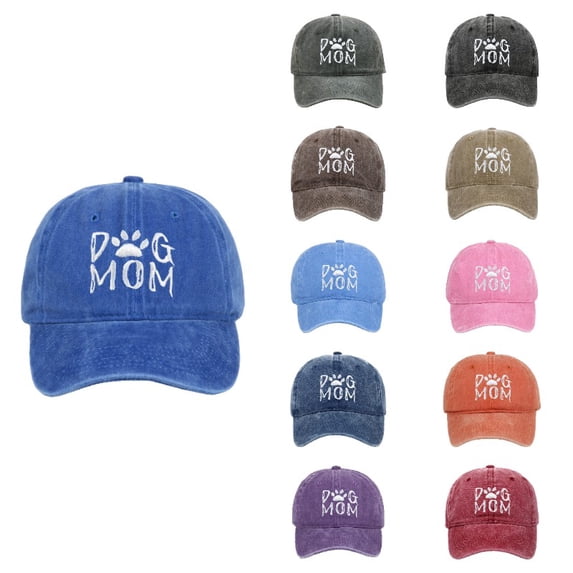Gyujnb Dog Mom Embroidered Washed Baseball Cap Outdoor Adjustable Sun Hat for Women