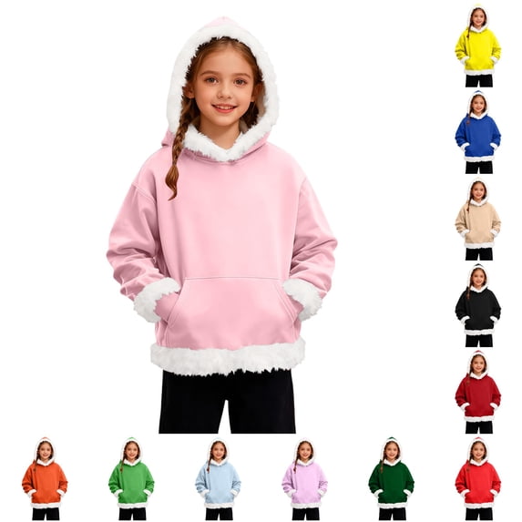 Gyujnb Warm Hooded Featuring Front Pockets Everyday Outerwear (Toddler to Big Girls),7-8 Years