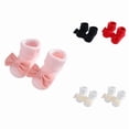 thumbnail image 1 of Gyujnb Fold Top Bow Detail Ribbed Knit Soft Yarn Daily Wear Ankle Sock (Baby),6-12 Months, 1 of 4