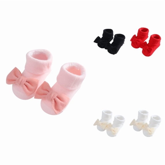 Gyujnb Fold Top Bow Detail Ribbed Knit Soft Yarn Daily Wear Ankle Sock (Baby),6-12 Months