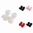 thumbnail image 1 of Gyujnb Fold Top Bow Detail Ribbed Knit Soft Yarn Daily Wear Ankle Sock (Baby),6-12 Months, 1 of 4