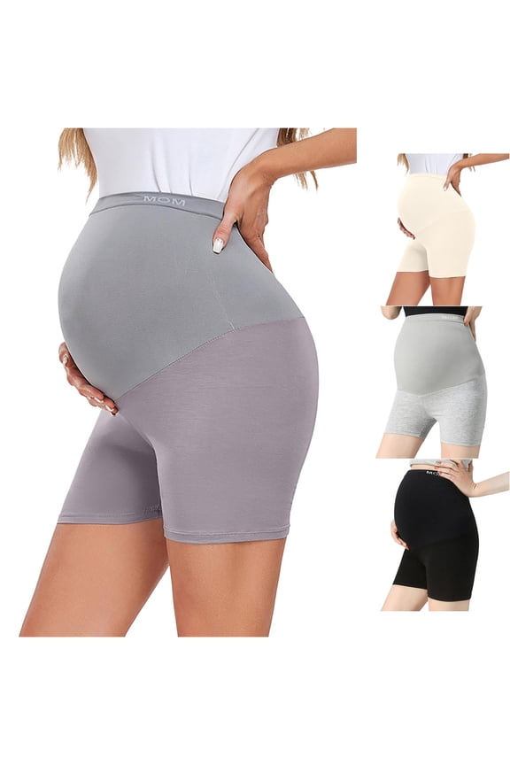 Gyujnb Full Belly Support High Waist Maternity Shorts Elastic Breathable Stretch Pregnancy Anti-Chafing Safety Short Pants,XL