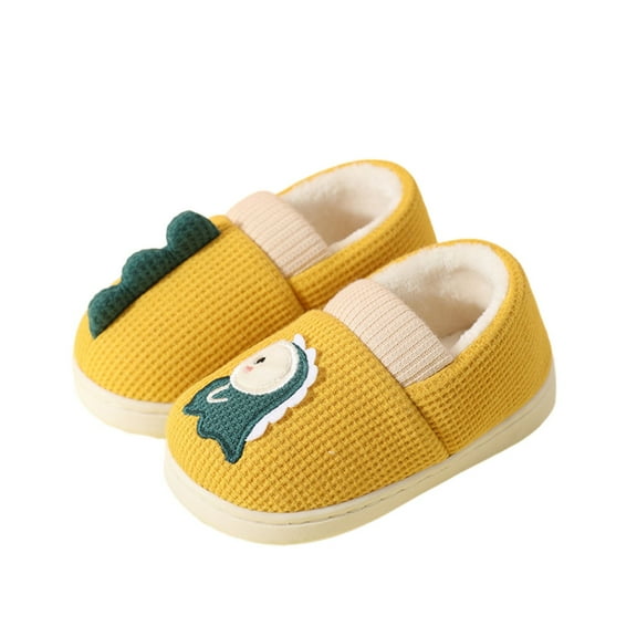 Gyujnb Girls Boys Winter Slippers Fuzzy Dinosaur Design Cozy Comfortable Indoor Outdoor Toddler Shoes Warm Kids House Slippers,4-4.5 Years