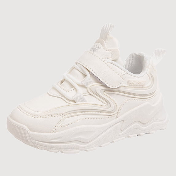Gyujnb Girls Color Block Sport Sneakers, Hook and Loop Thick Sole Casual Running Shoes for All Seasons (Girls),12