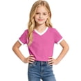 thumbnail image 1 of Gyujnb Girls Contrast Trim V Neck Short Sleeve Casual Ringer Tee for Everyday School Play,15-16 Years, 1 of 5