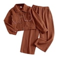 thumbnail image 1 of Gyujnb Girls Denim Jacket and Wide Leg Pants Fashionable Two Piece Outfit for Big Kids Comfortable Casual Wear for Autumn Seasons,Size:11-12 Years, 1 of 5