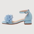 thumbnail image 1 of Gyujnb Girls Flower Applique Block Heel Sandals Soft Sole Casual Footwear, Adjustable Buckle Strap Open Toe Dress Shoes (Big Girls),12.5-13 Years, 1 of 4