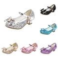 thumbnail image 1 of Gyujnb Girls Glitter Bow Rhinestone Low-Heel Mary Jane Shoes Adjustable Buckle for Party & Formal Wear,11.5-12 Years, 1 of 8