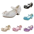 thumbnail image 1 of Gyujnb Girls Glitter Bow Rhinestone Low-Heel Mary Jane Shoes Adjustable Buckle for Party & Formal Wear,7-8 Years, 1 of 5