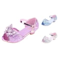 thumbnail image 1 of Gyujnb Girls Glitter Sandals Rhinestone Bow Ankle Strap Low Heel Princess Shoes for Party Performance,9-9.5 Years, 1 of 4