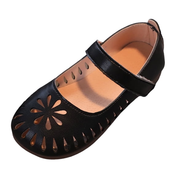 Gyujnb Hollow Cutout Mary Jane Shoes Hook and Loop Breathable Flat Casual Shoes (Toddler,Little Girls),4.5-5 Years