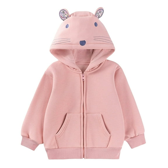 Gyujnb Girls Hooded Jacket, Soft Fleece Lined Pullover, Cute Casual Outerwear for Toddler Fall and Winter,Size:7-8 Years
