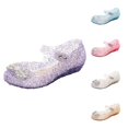 thumbnail image 1 of Gyujnb Girls Jelly Sandals Rhinestone Bow Soft Sole Hook and Loop Princess Shoes for Dress Up,4.5-5 Years, 1 of 9